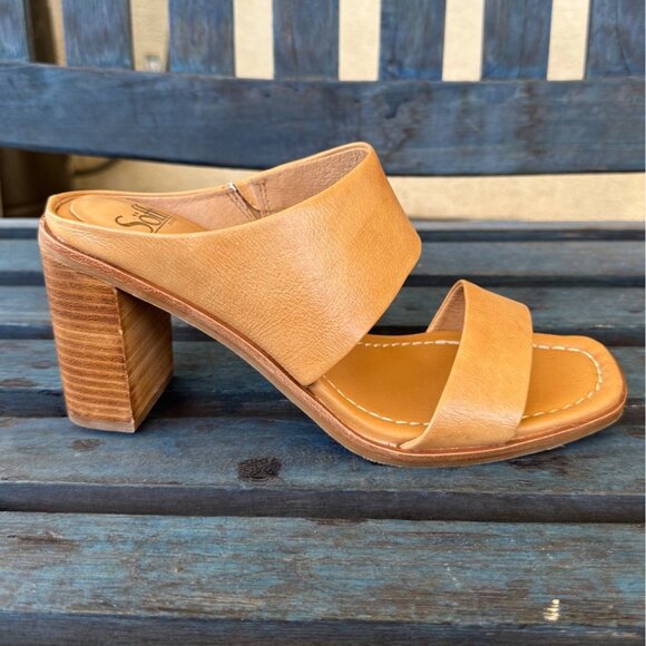 Söfft Sheila Women’s Slide Sandal  Size 11M Caramel Leather Comfort Stacked Heel - Picture 9 of 10